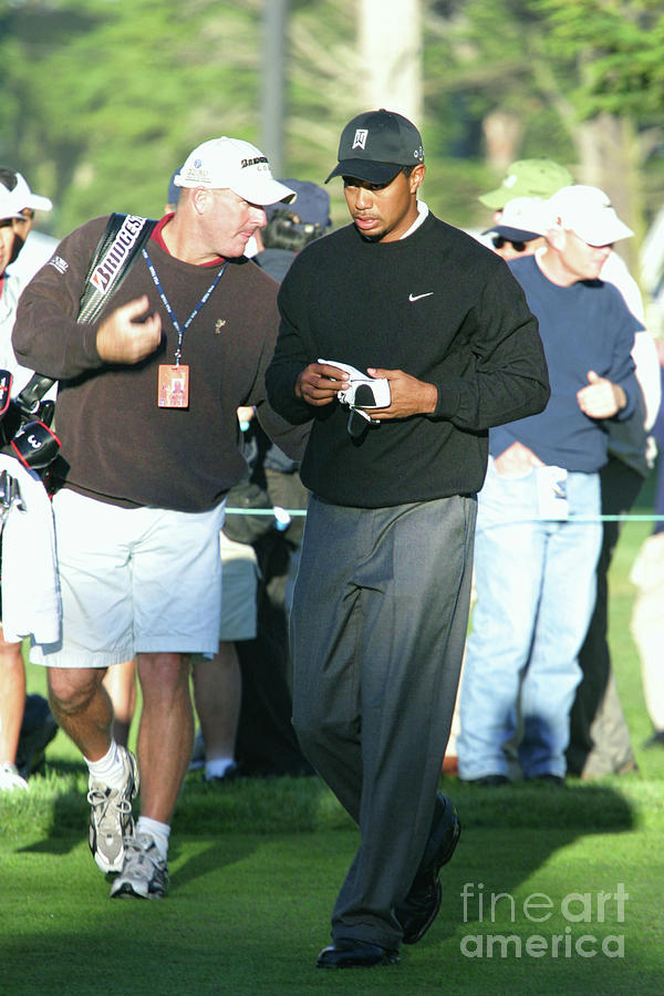 Tiger Woods Caddy Walk  Photograph by Chuck Kuhn