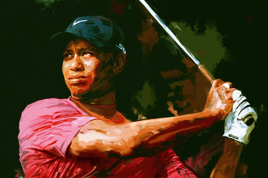 Tiger Woods Mixed Media by Christian Podgorski | Fine Art America