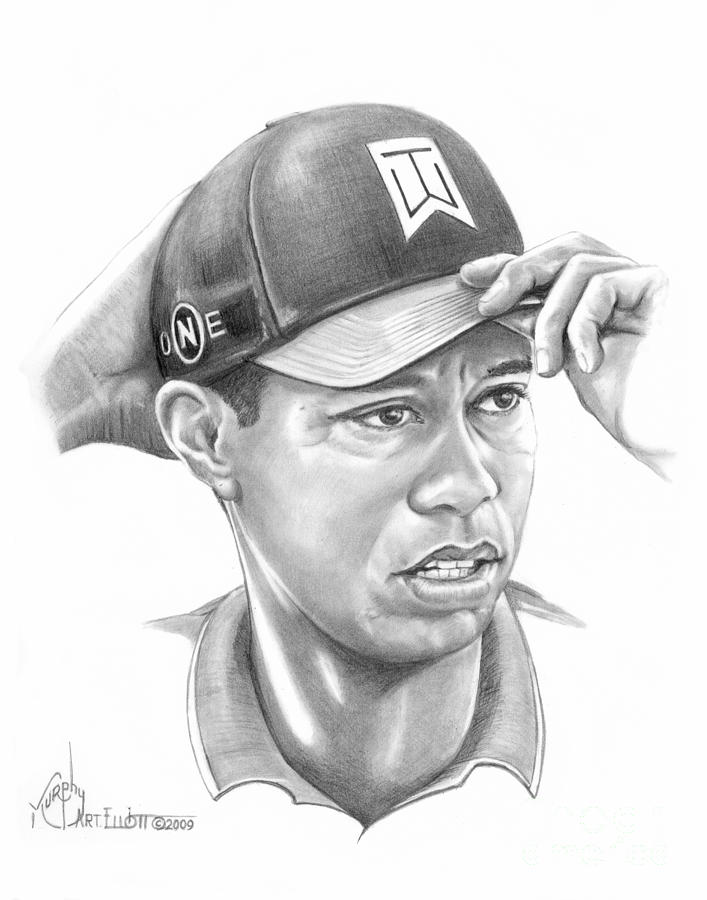 Tiger Woods Game ON Drawing by Murphy Elliott Fine Art America