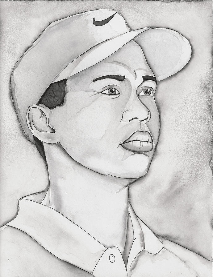 Tiger Woods Drawing by Nathan Miller Pixels
