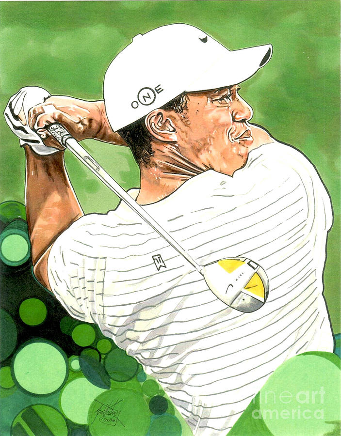 Tiger Woods Drawing by Neal Portnoy Pixels