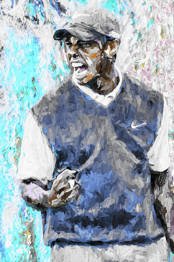 Tiger Woods One Blue Golfer Digital Art Photograph by David Haskett II
