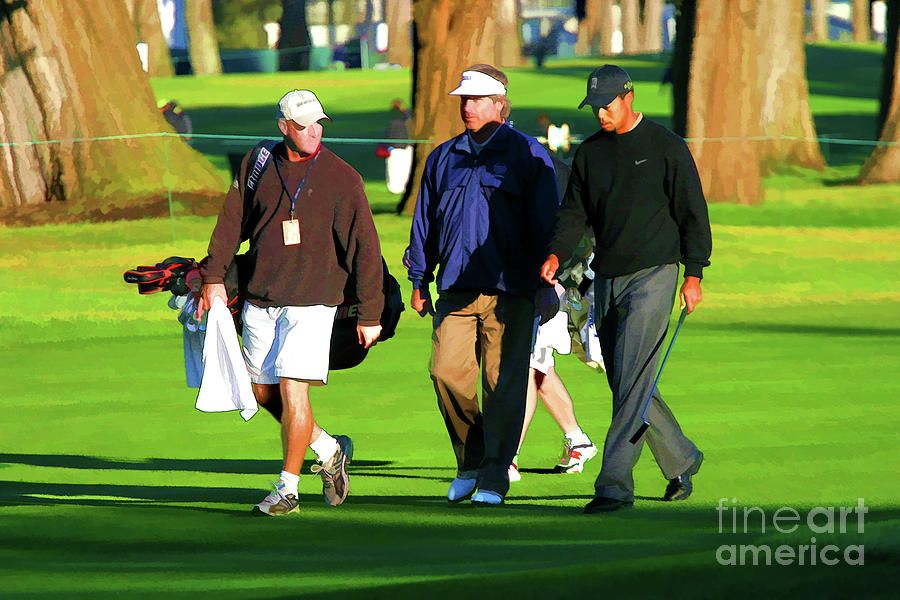 Tiger Woods others Walking  Photograph by Chuck Kuhn