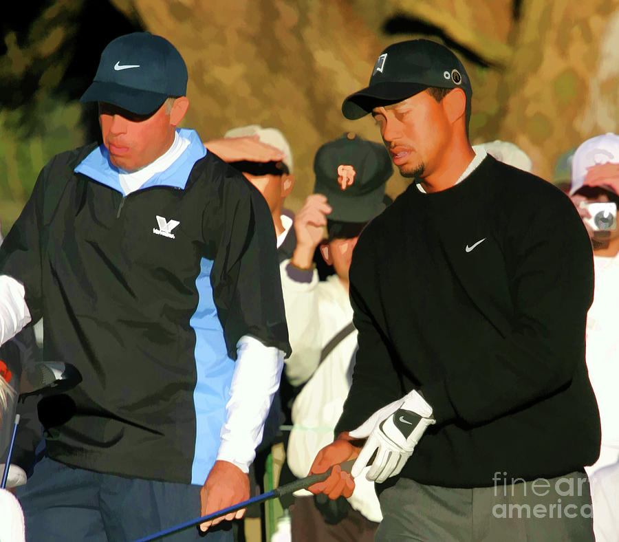 Tiger Woods Paint Caddy  Photograph by Chuck Kuhn
