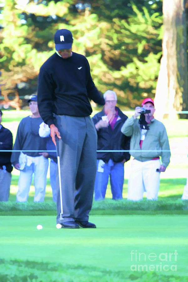 Tiger Woods Putting Green Paint III Photograph by Chuck Kuhn
