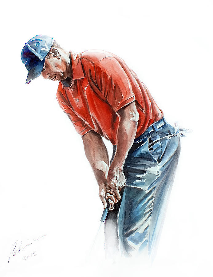 Tiger Woods Painting - Tiger Putt by Mark Robinson