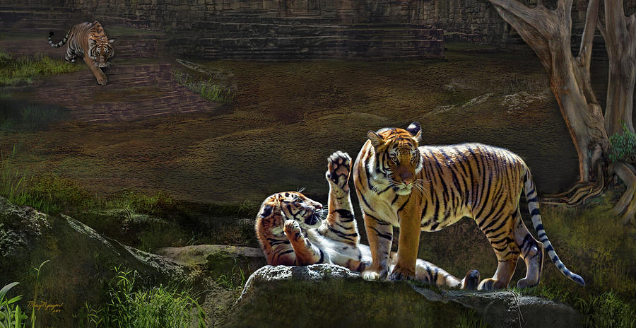 Tigers In The Night Digital Art by Thanh Thuy Nguyen