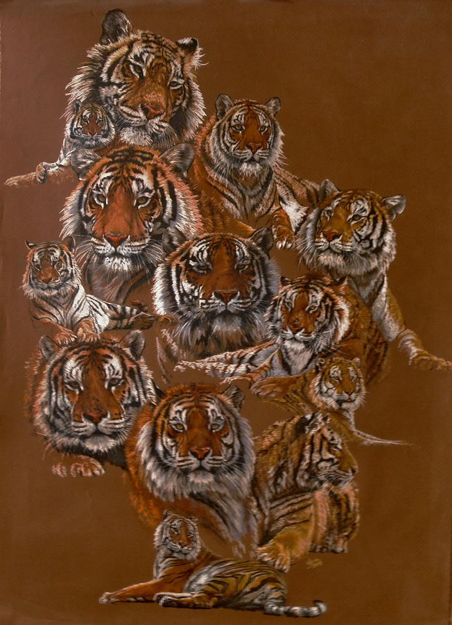 Tigers of Noahs Lost Ark Sanctuary Drawing by Barbara Keith