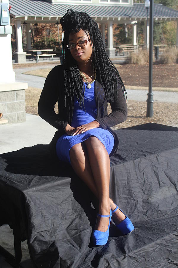 Blue dress with outlet white heels