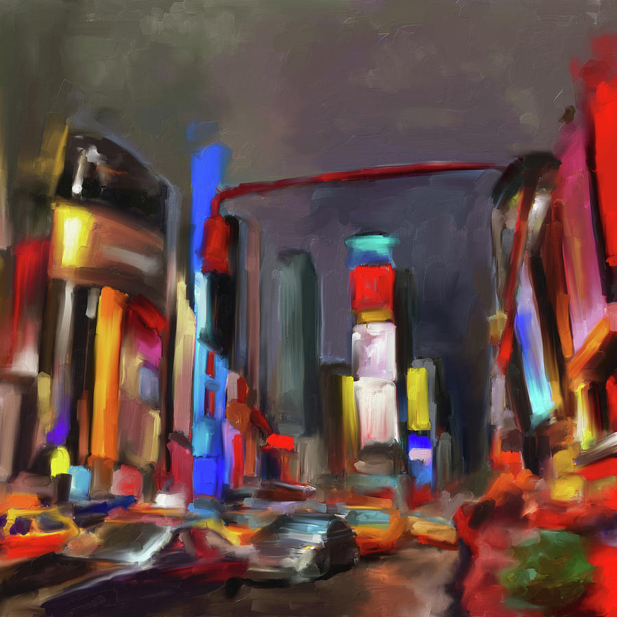 Chicago Painting - Tiimes Square 561 1 by Mawra Tahreem
