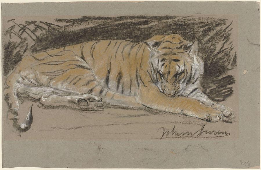 Wildlife Painting - Tijgerin, John Macallan Swan, 1857 - 1910 by John Macallan Swan
