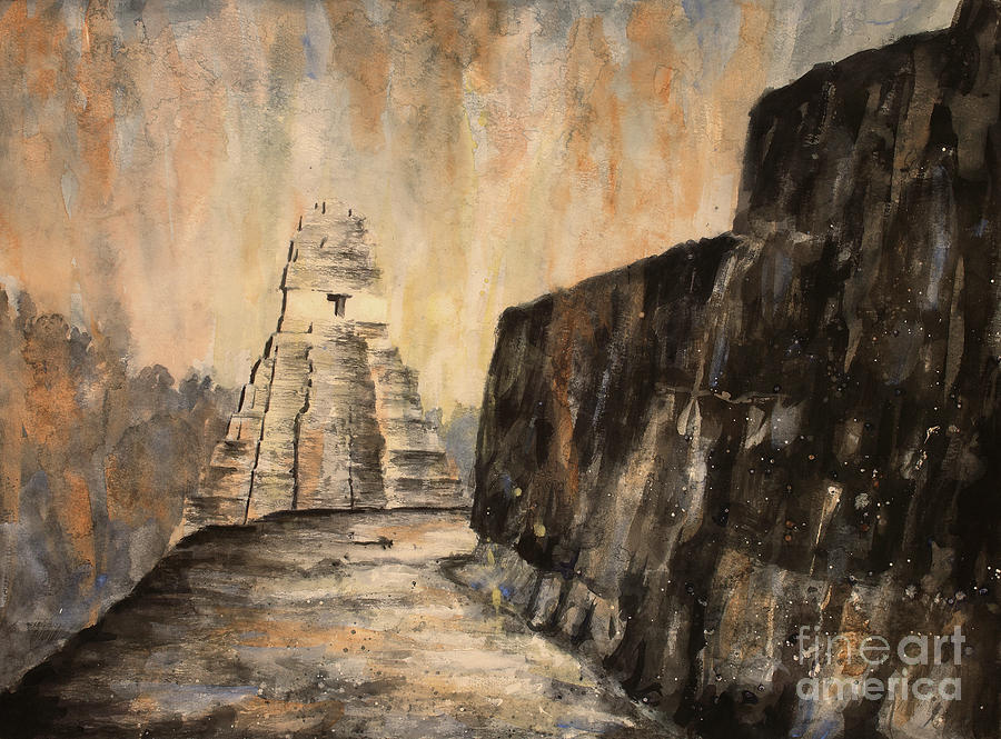 Tikal Ruins- Guatemala Painting by Ryan Fox