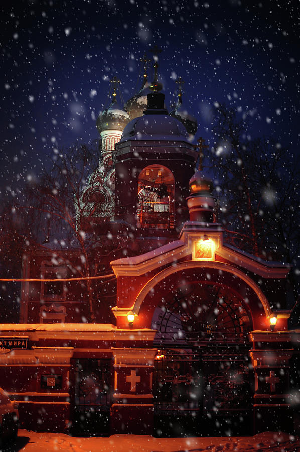 Tikhvin Church Gates. Snowy Days in Moscow Photograph by Jenny Rainbow