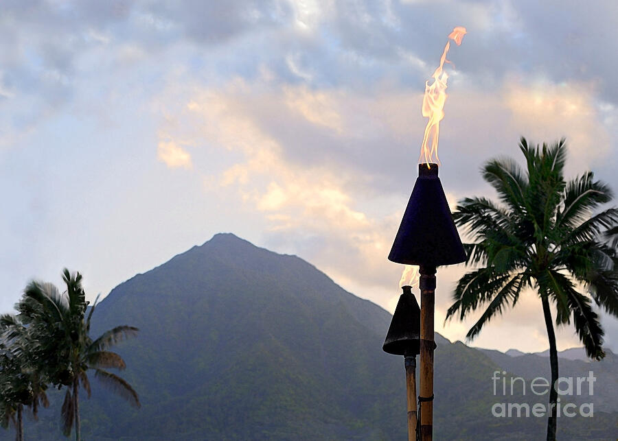 Tiki Torches at Sunset in Kauai Photograph by Catherine Sherman