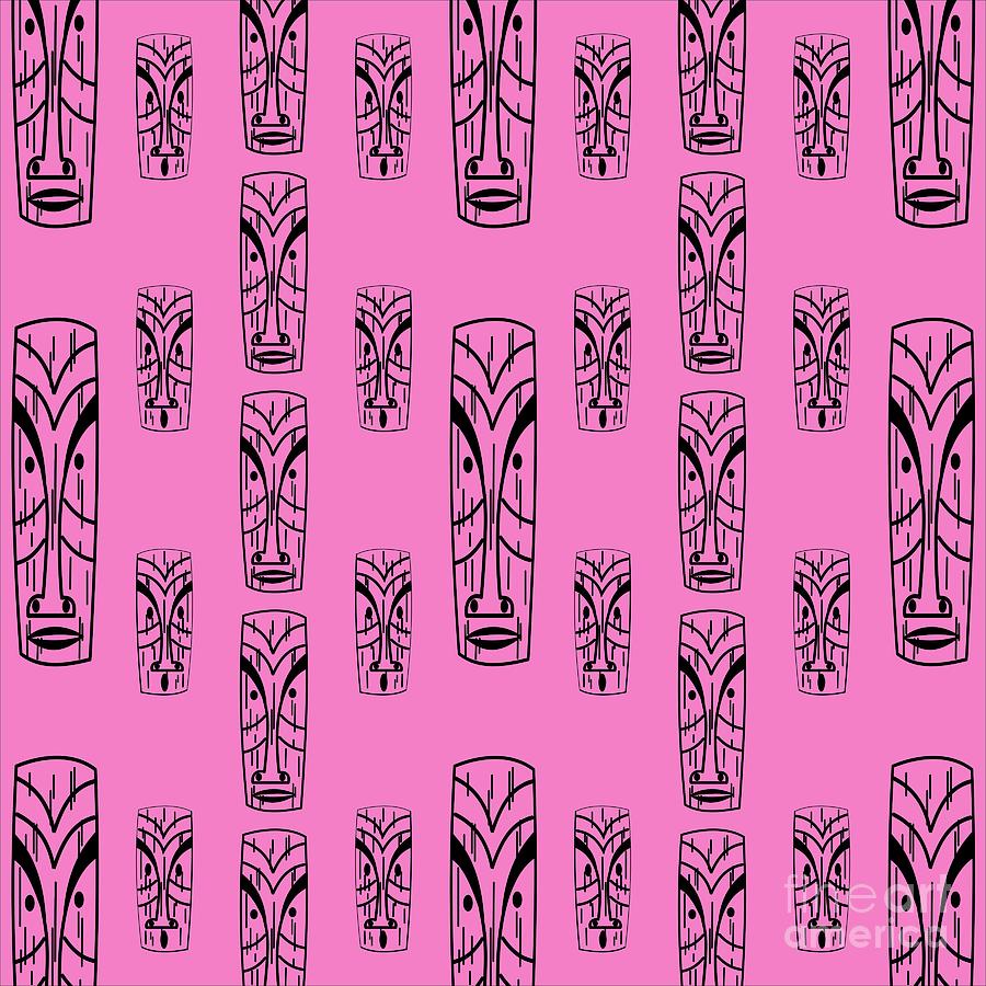 Tikis on Pink Digital Art by Donna Mibus