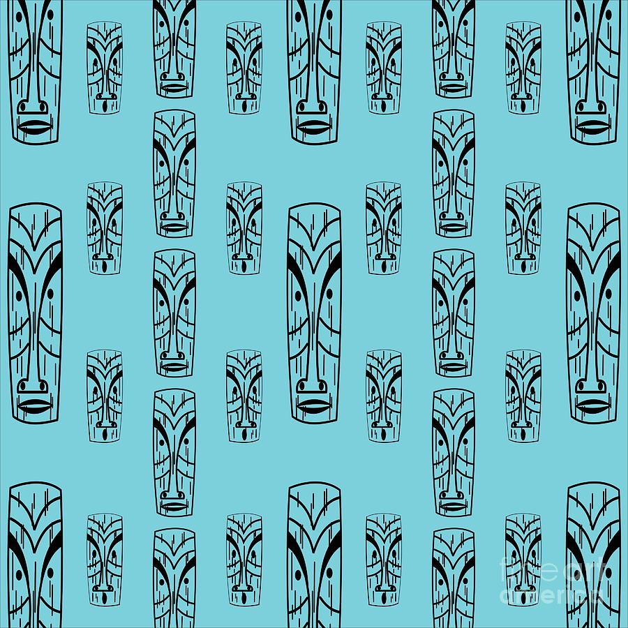 Tikis on Turquoise Digital Art by Donna Mibus