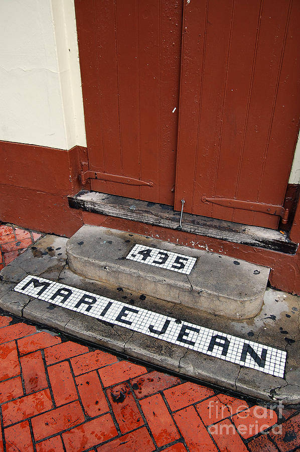 Tile Inlay Steps Marie Jean 435 Wooden Door French Quarter New Orleans Photograph by Shawn OBrien