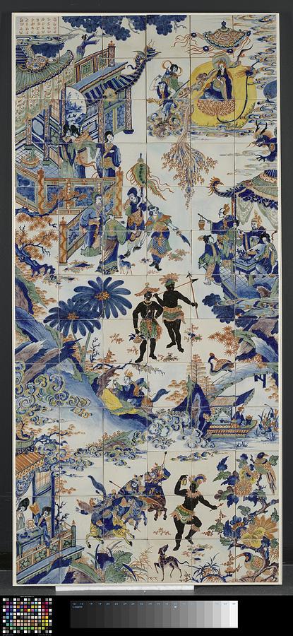 Tile panel with a Chinese landscape, Anonymous, c. 1700 Painting by Celestial Images