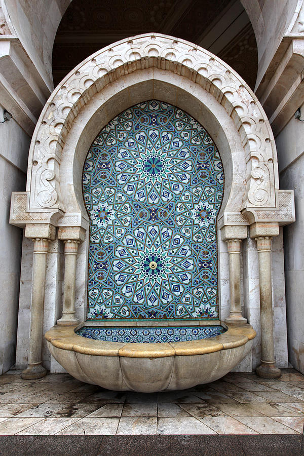 Tiled Marble Fountain, Hassan II Mosque Photograph by Aivar Mikko