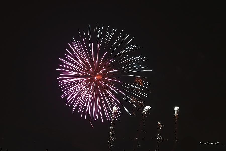 Tilikum Crossing Fireworks Photograph by Steve Warnstaff
