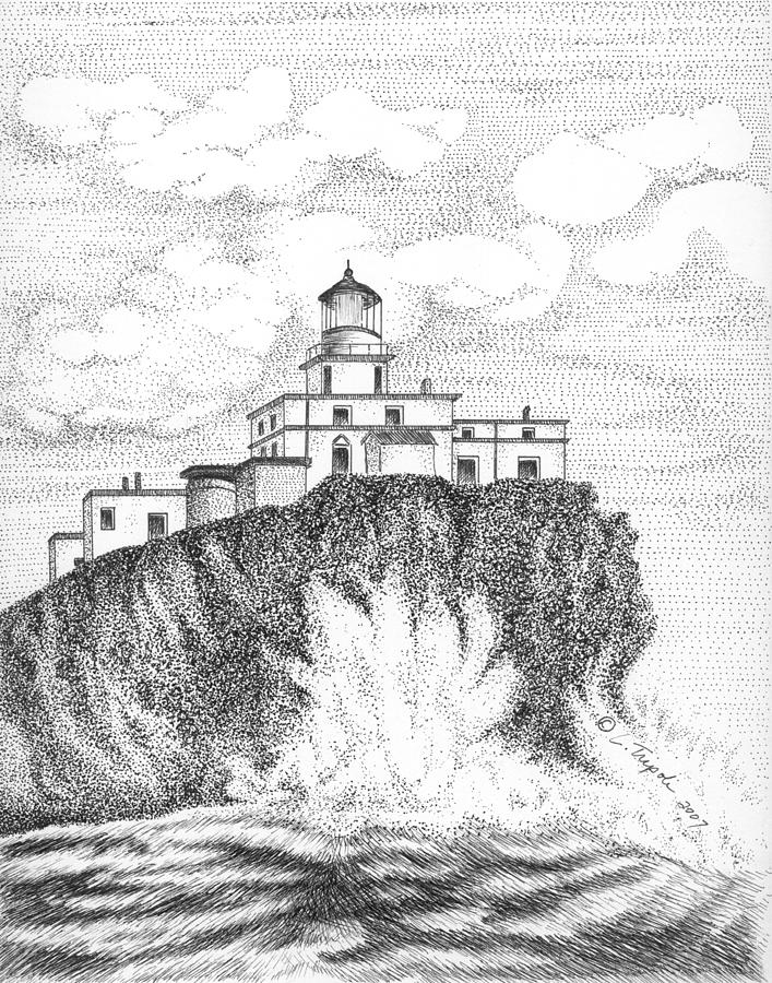 Tillamook Rock Lighthouse Drawing by Lawrence Tripoli