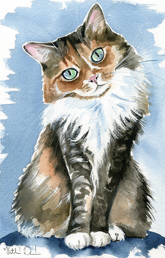 Tilly - Long Haired Tortoiseshell Cat Painting Painting by Dora Hathazi Mendes