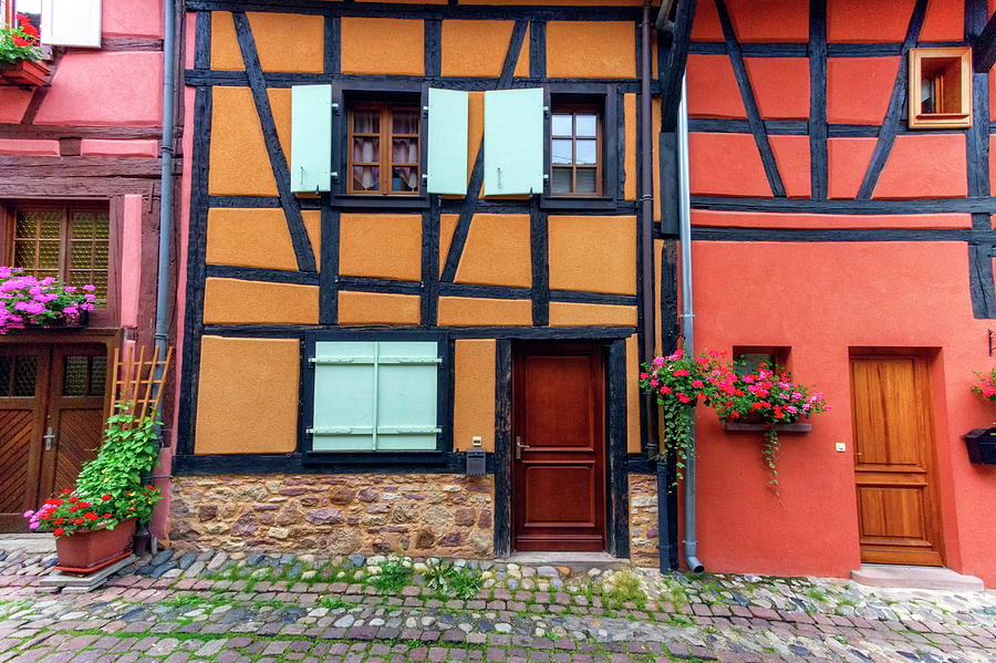 Timbered houses in Eguisheim street, Alsace, France Photograph by Elenarts - Elena Duvernay photo