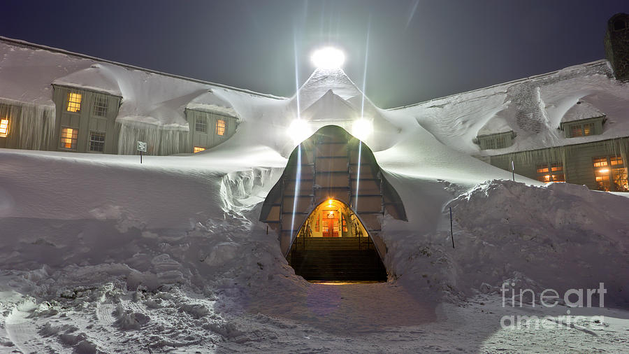 Timberline Lodge Entry Mt Hood Snowdrifts Photograph by Dustin K Ryan
