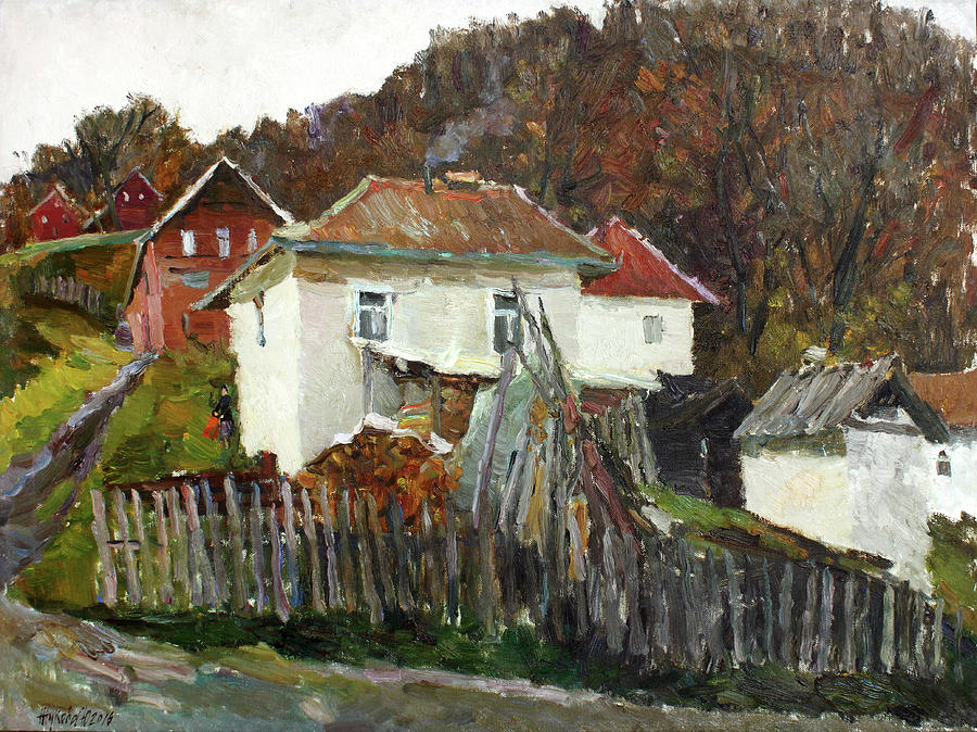 Time for use the stove. November in the Serbia. Painting by Juliya Zhukova
