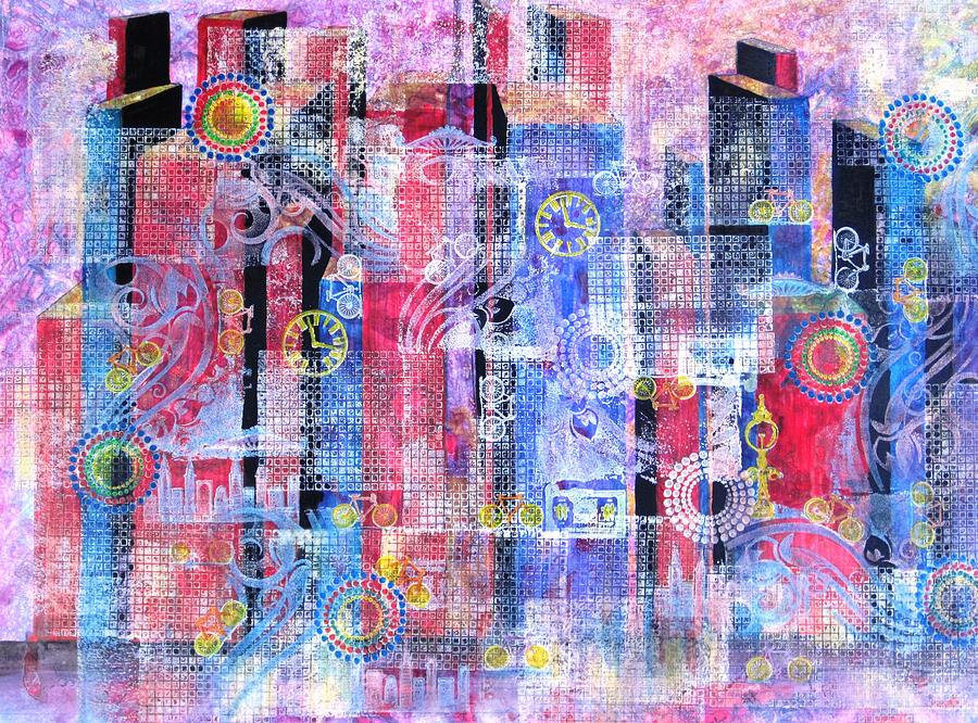 Primary Colors Painting - Time in the City by David Raderstorf