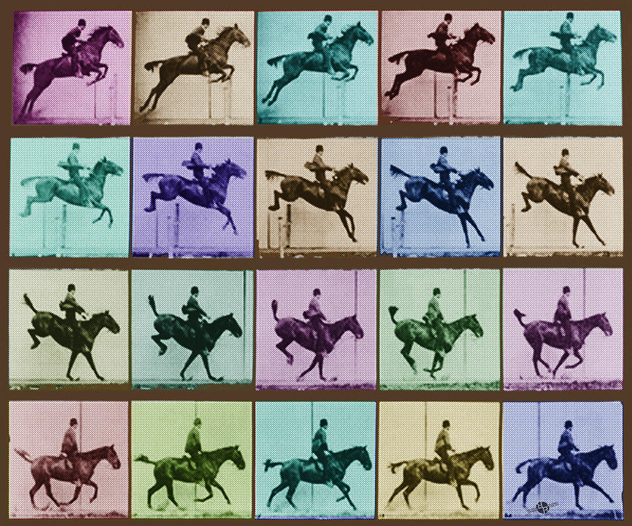 Time Lapse Motion Study Horse And Rider Color Mixed Media by Tony Rubino