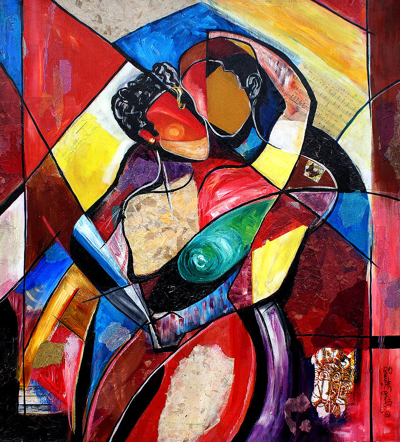 Cubism Painting - Time Love and Tenderness by Everett Spruill