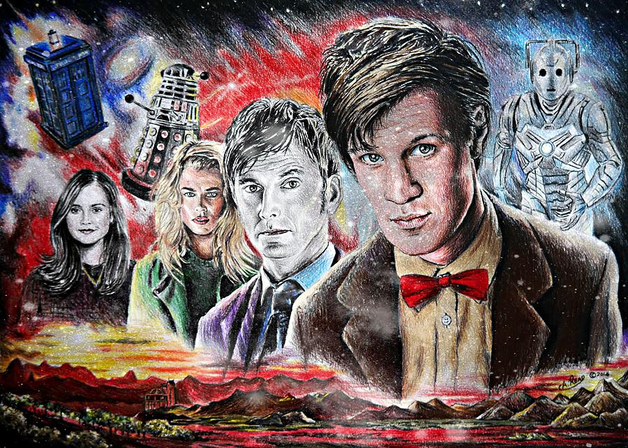 David Tennant Drawing - Time Travel space edit version by Andrew Read