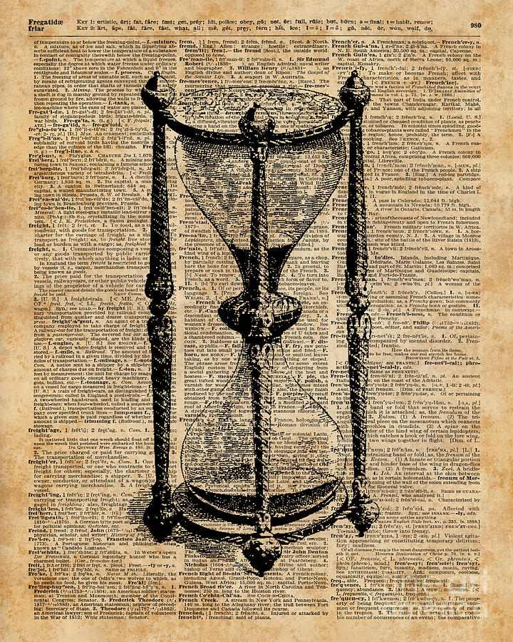 Timeantique Hourglasssandglas Vintage Dictionary Art Digital Art By