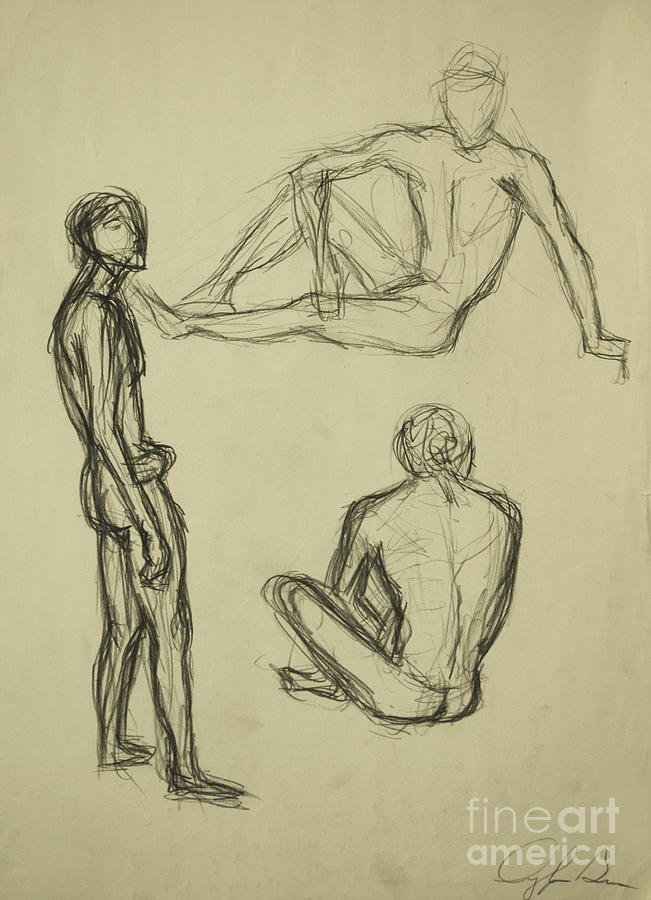 Timed Gestures Exercise Drawing by Angelique Bowman