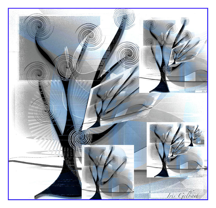 Timeles.....grey and blue 2 Digital Art by Iris Gelbart