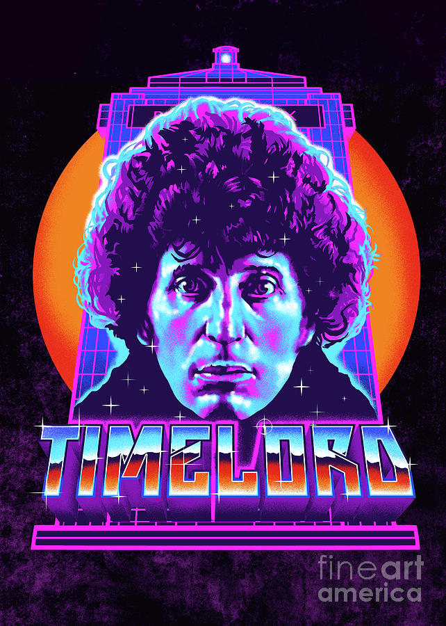 Portrait Digital Art - Timelord / Tom Baker / Doctor Who / 80s Color / 4th Doctor / Time Travel by Zerobriant Designs