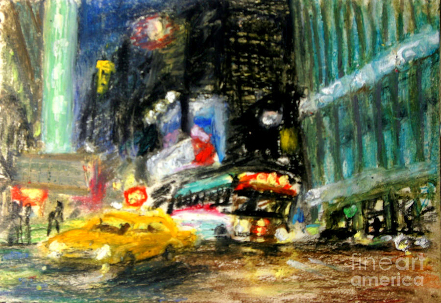 Taxi Driver Painting - Times Square  by Arthur Robins