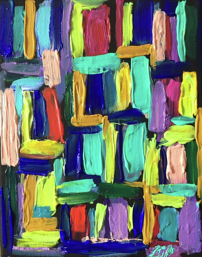 Abstract Painting - Times Square nighttime by Brenda Pressnall