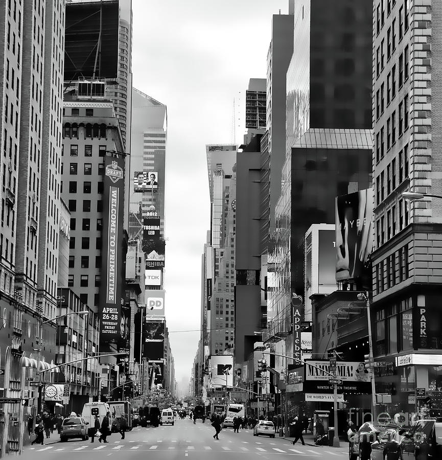 Times Square NY Black White Photograph by Chuck Kuhn - Fine Art America