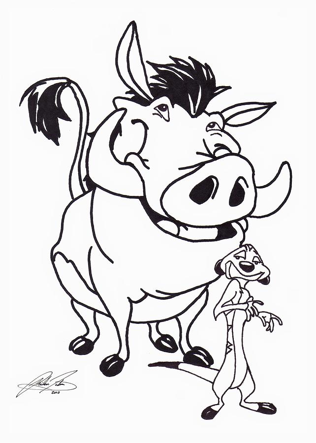 Timon and Pumba Drawing by Richie Tatum Fine Art America