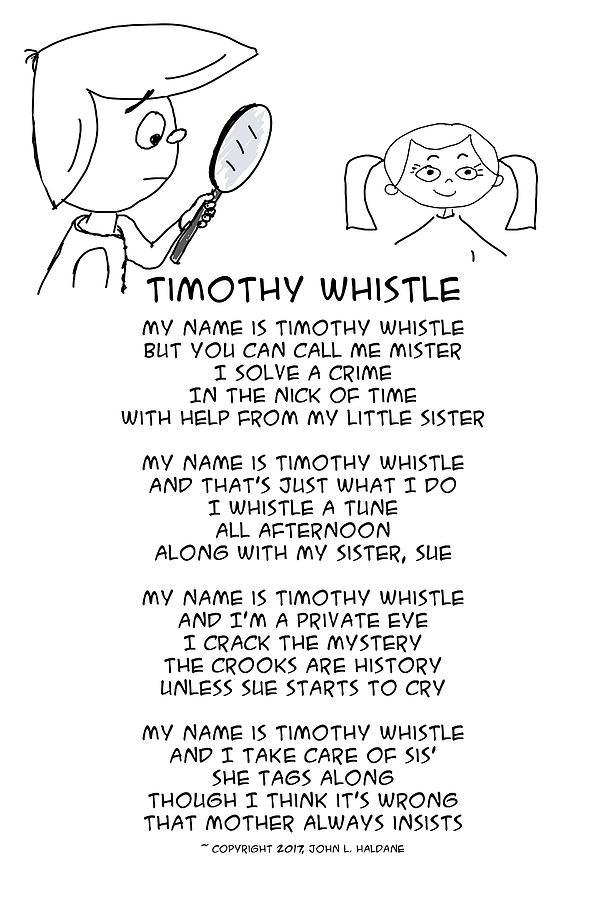 Timothy Whistle Drawing by John Haldane