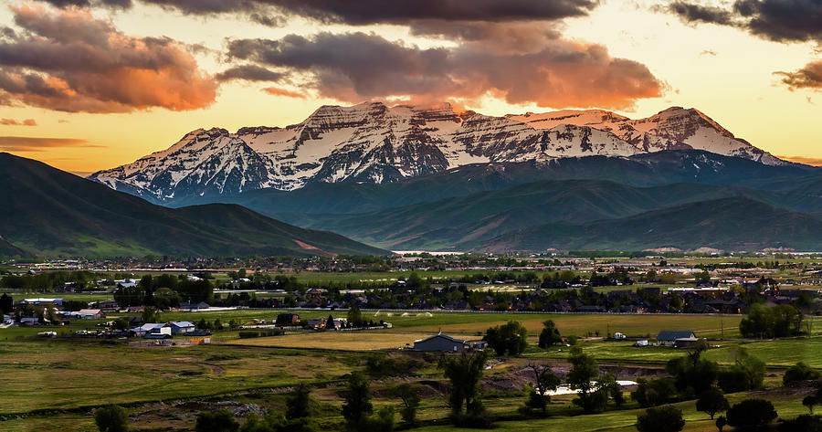 Timpanogos With Sunset Clouds. Heber City, Utah Photograph by TL Mair