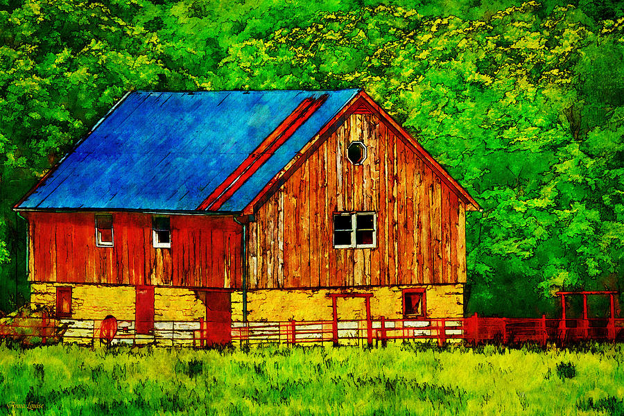 Tin Roof Red Wood and Stone Barn Photograph by Anna Louise