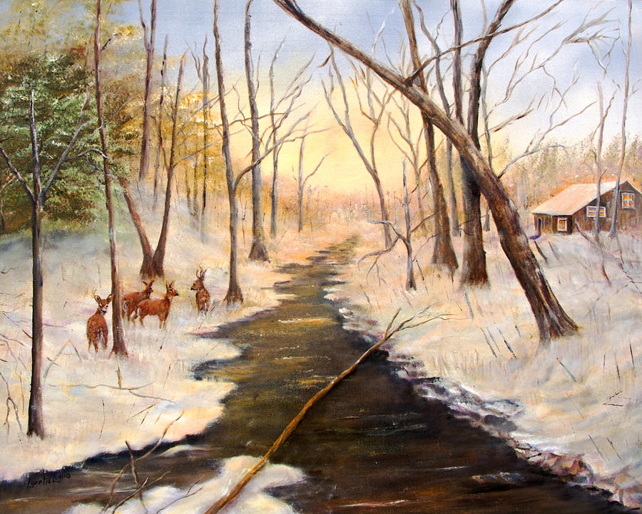 Tinicum Creek Winter Painting by Loretta Luglio