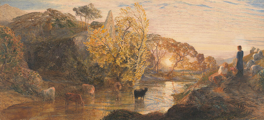 Tintern Abbey at Sunset, from 1861 Painting by Samuel Palmer