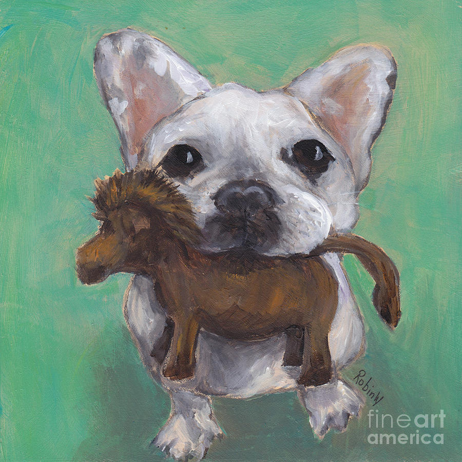 Tiny Bulldog Painting by Robin Wiesneth