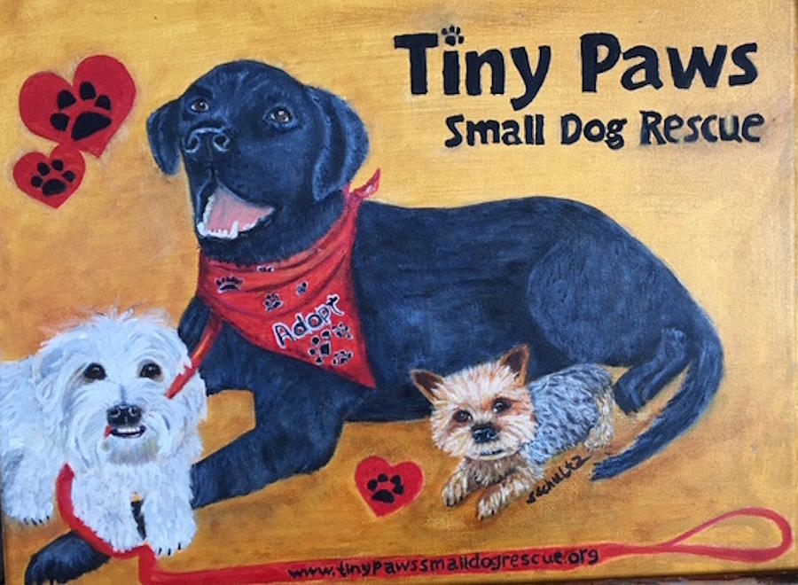 Tiny Paws Small Dog Rescue Painting by Sharon Schultz