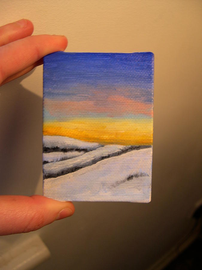 Tiny Painting - Tiny Snowscape 1 by Tara Lewis Tiny Painting - Tiny Snowscape 1 by Tara Lewis