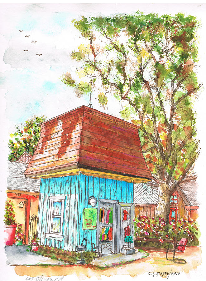 Tiny Tree Boutique in Los Olivos, California Painting by Carlos G Groppa